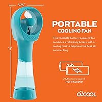 Vista 5 de O2COOL - Paquete de 2 ventiladores de nebulización de agua portátiles alimentados por batería Elite (verde azulado)