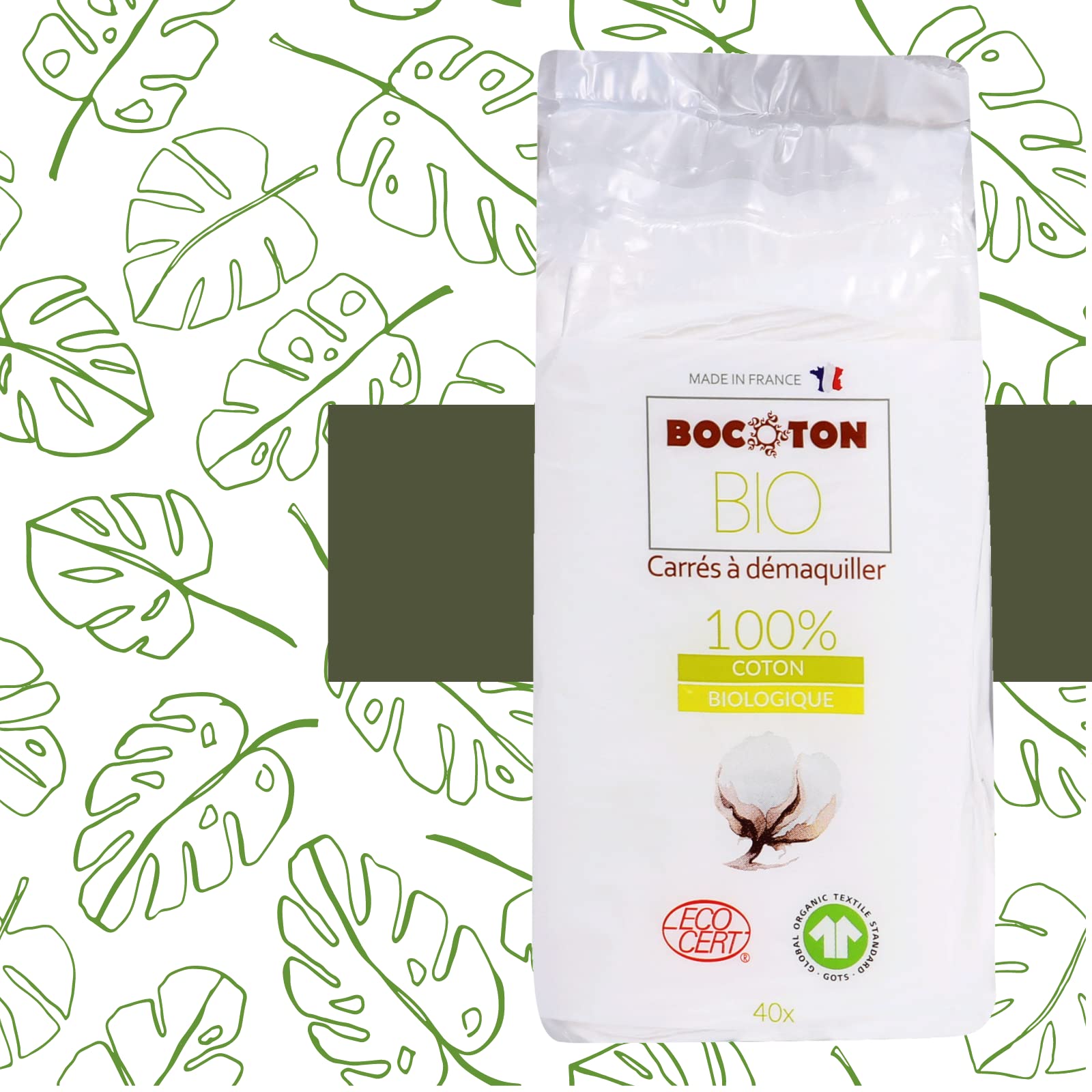 B BOCOTON Bio Organic Soft Mini Square Makeup Remover Cotton Pads, Use n Throw Face Makeup Cleansing Wipes for Powder, Creams Nail Polish Removing 40Pcs-image-21