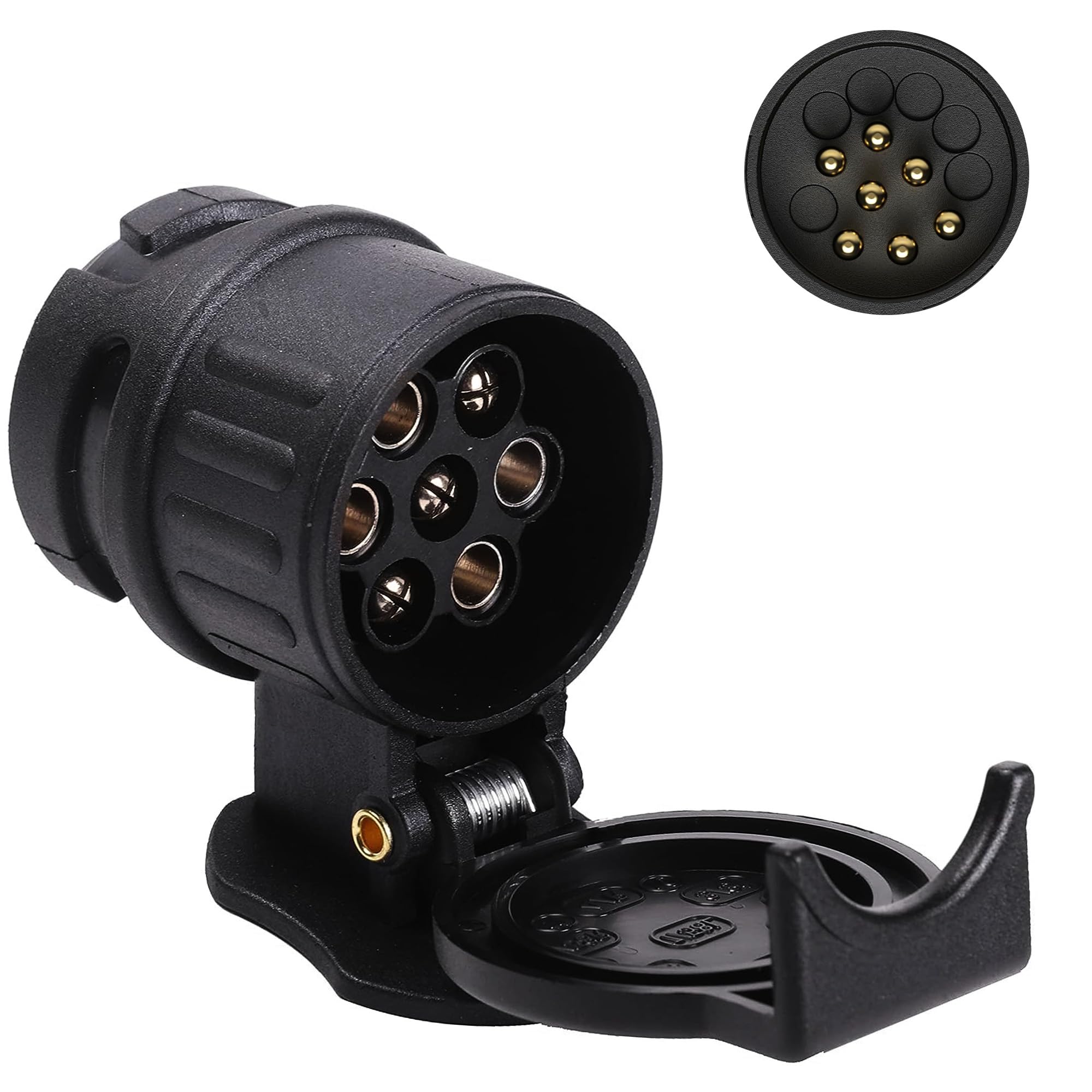Double Dragon 13 Pin to 7 Pin Towing Adapter | Car to Trailer Caravan Converter | Truck Tow Bar Towing Electric Socket Plug Adaptor | 12V Waterproof Adapter | Suitable for European Standard Trailer