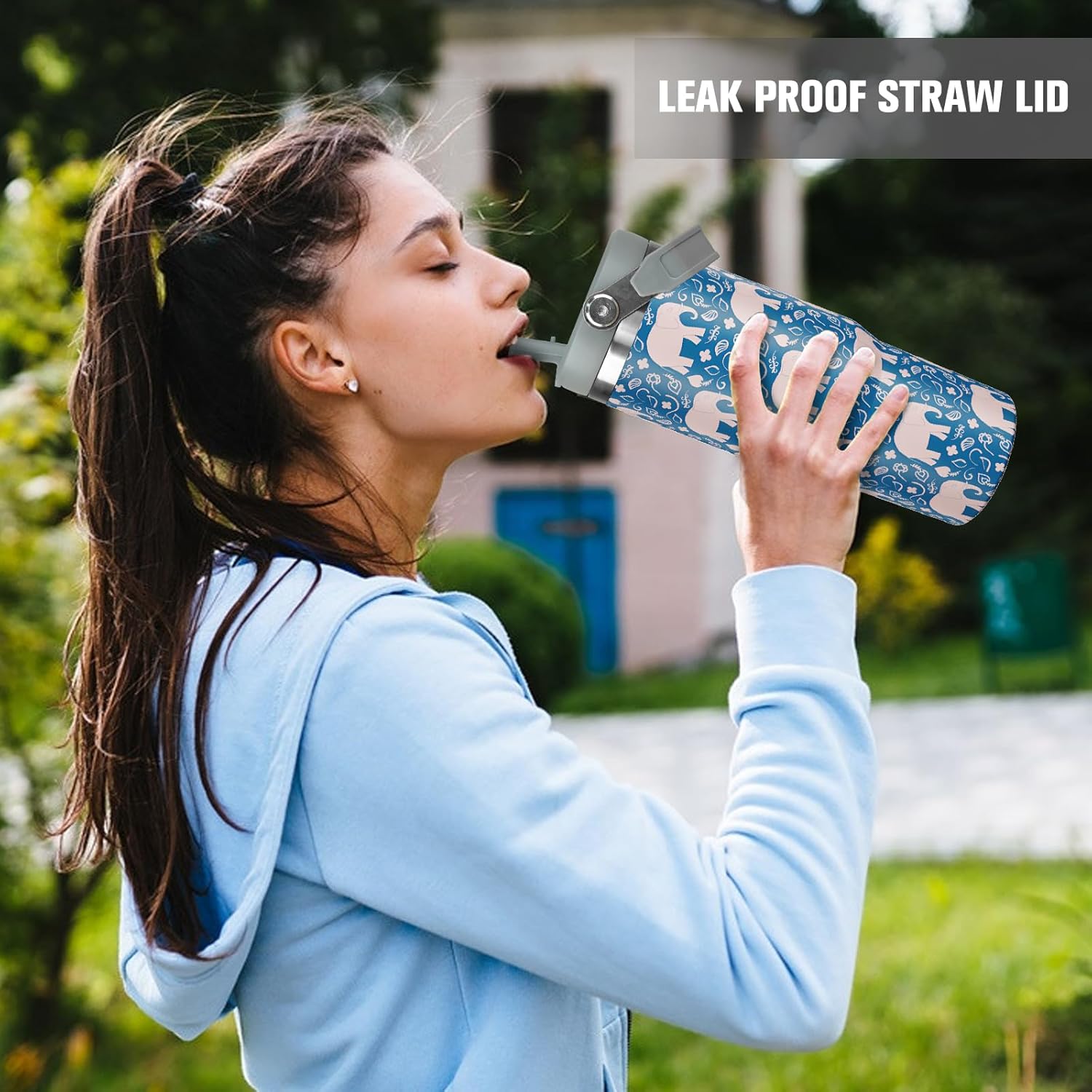 30 oz Elephant Tumbler With Handle and Straw, 30oz Flip Straw Tumbler Insulated Coffee Travel Mugs Cup Water Bottle Gifts for Elephant Lovers Women Girls - Image 5