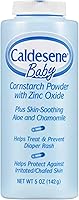 Caldesene Talc-Free Cornstarch Baby Powder with Zinc Oxide, 5oz 2-Pack - Diaper Rash Prevention & Relief