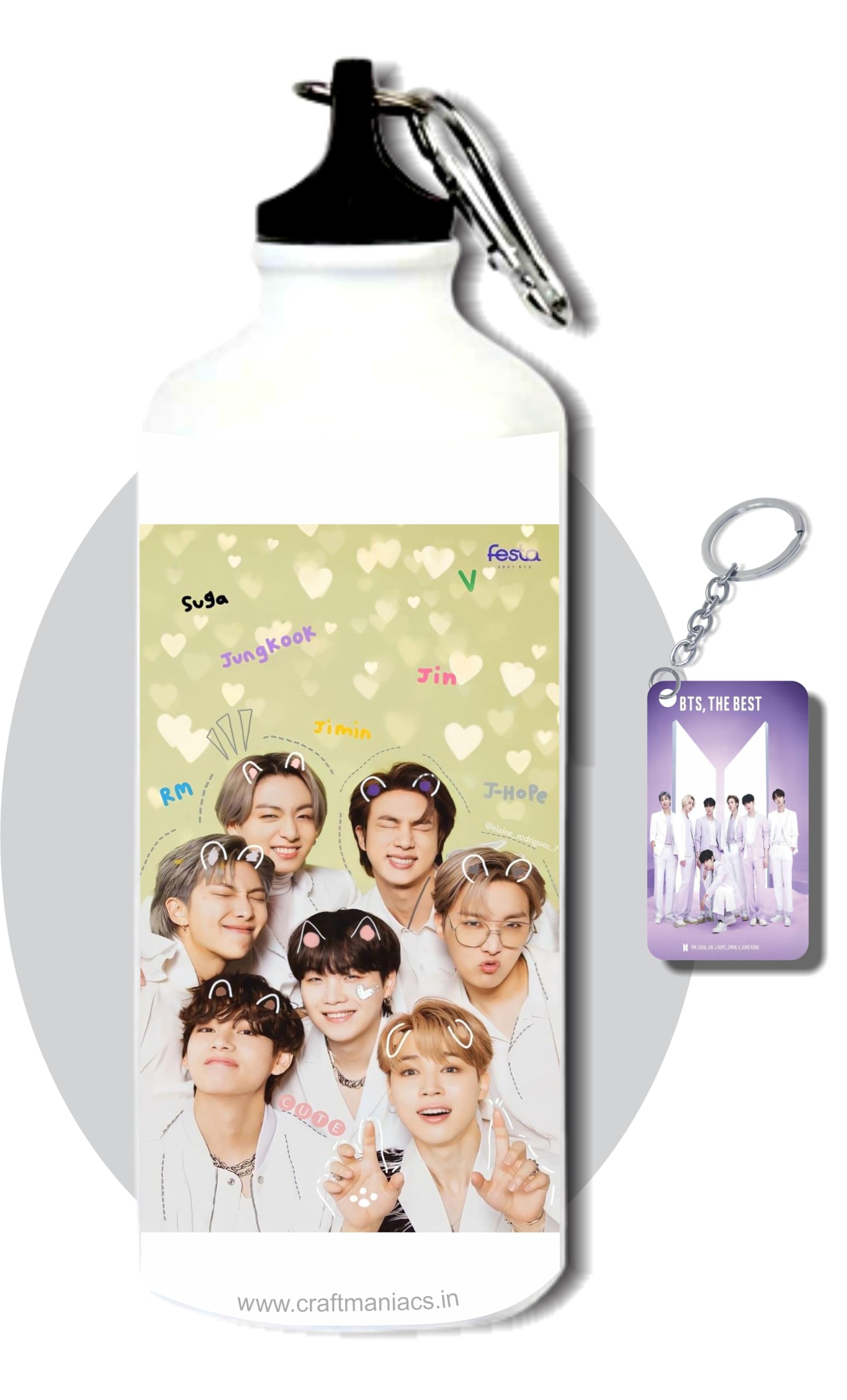 CRAFT MANIACS BTS GOLDEN BOYS 600 ML SIPPER BOTTLE & FREE MDF WOODEN KEYCHAIN | BPA & LEAD FREE SIPPER BOTTLE FOR BTS ARMY-image-18