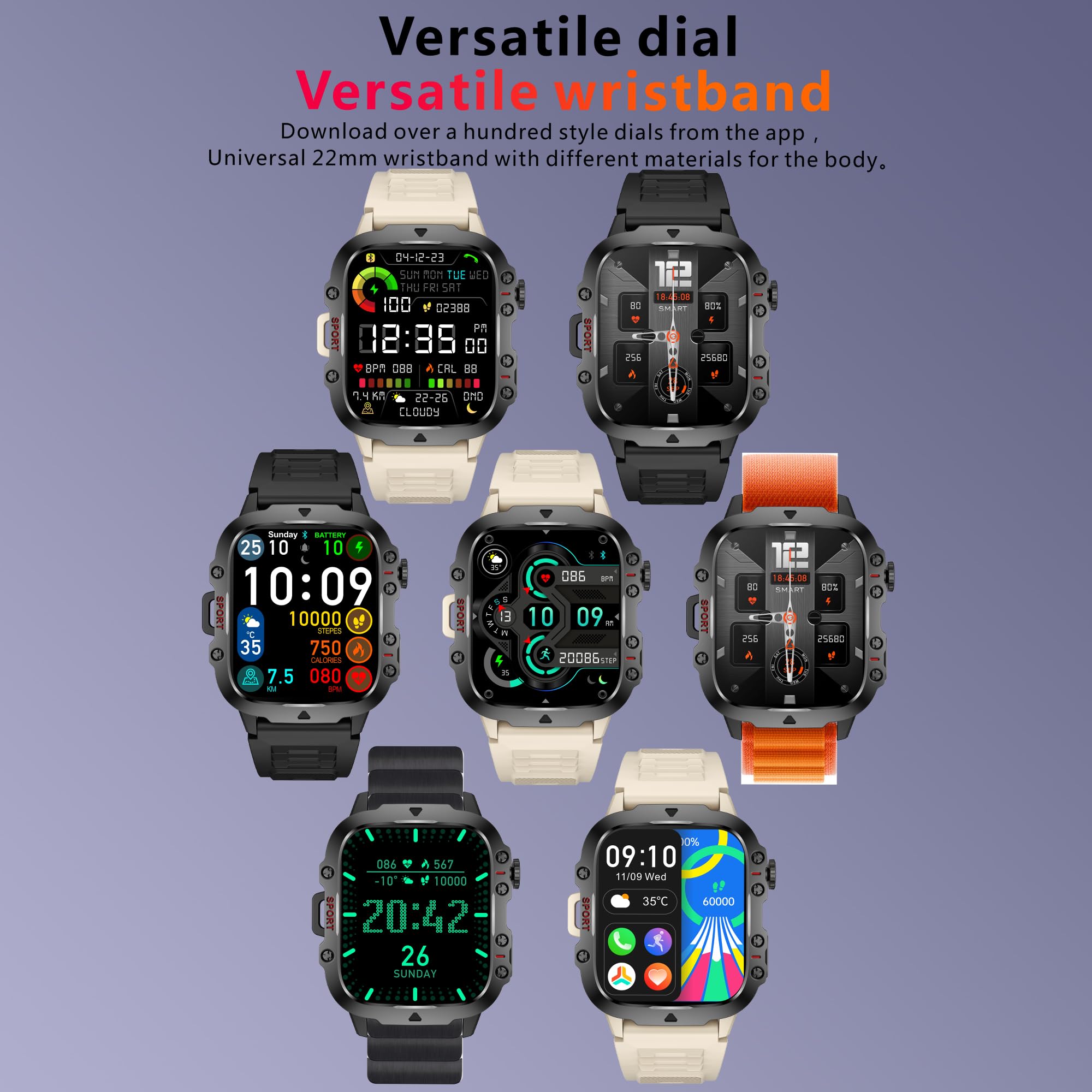 Reloj inteligente AMOLED de 1,96 pulgadas para hombre con función de teléfono, batería de 420 mAh, reloj deportivo con Bluetooth llamadas con monitor de sueño, podómetro, resistente al agua 5 ATM