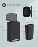SONGMICS Poubelle Cuisine 50 L, Poubelle Bureau, Fermeture en Douceur, avec Pédale, en Acier, Seau Intérieur, Noir LTB050B02 - 6