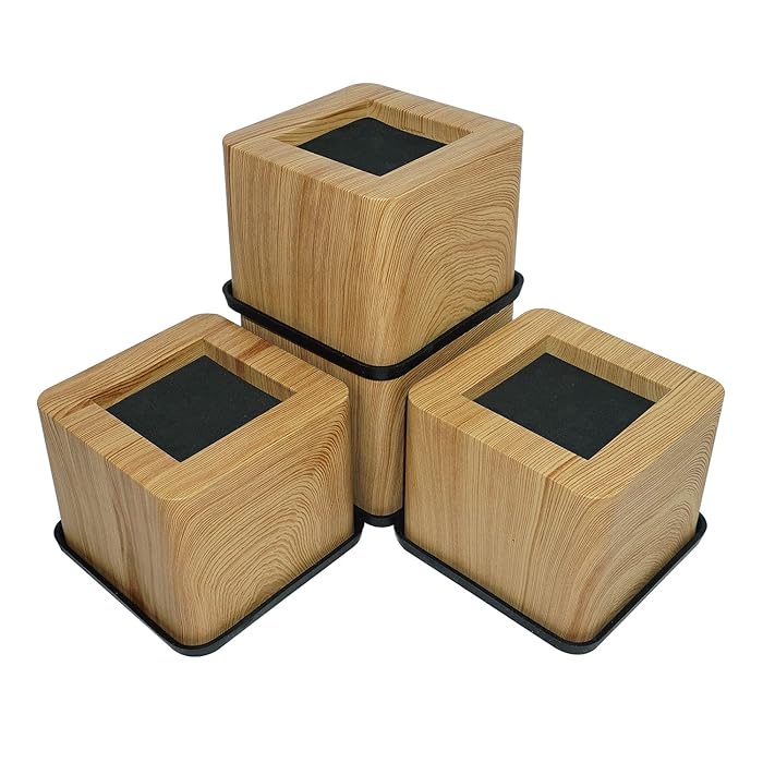 Buy MIIX HOOM 3 Inch Heavy Duty Light Wooden Color Bed Risers or
