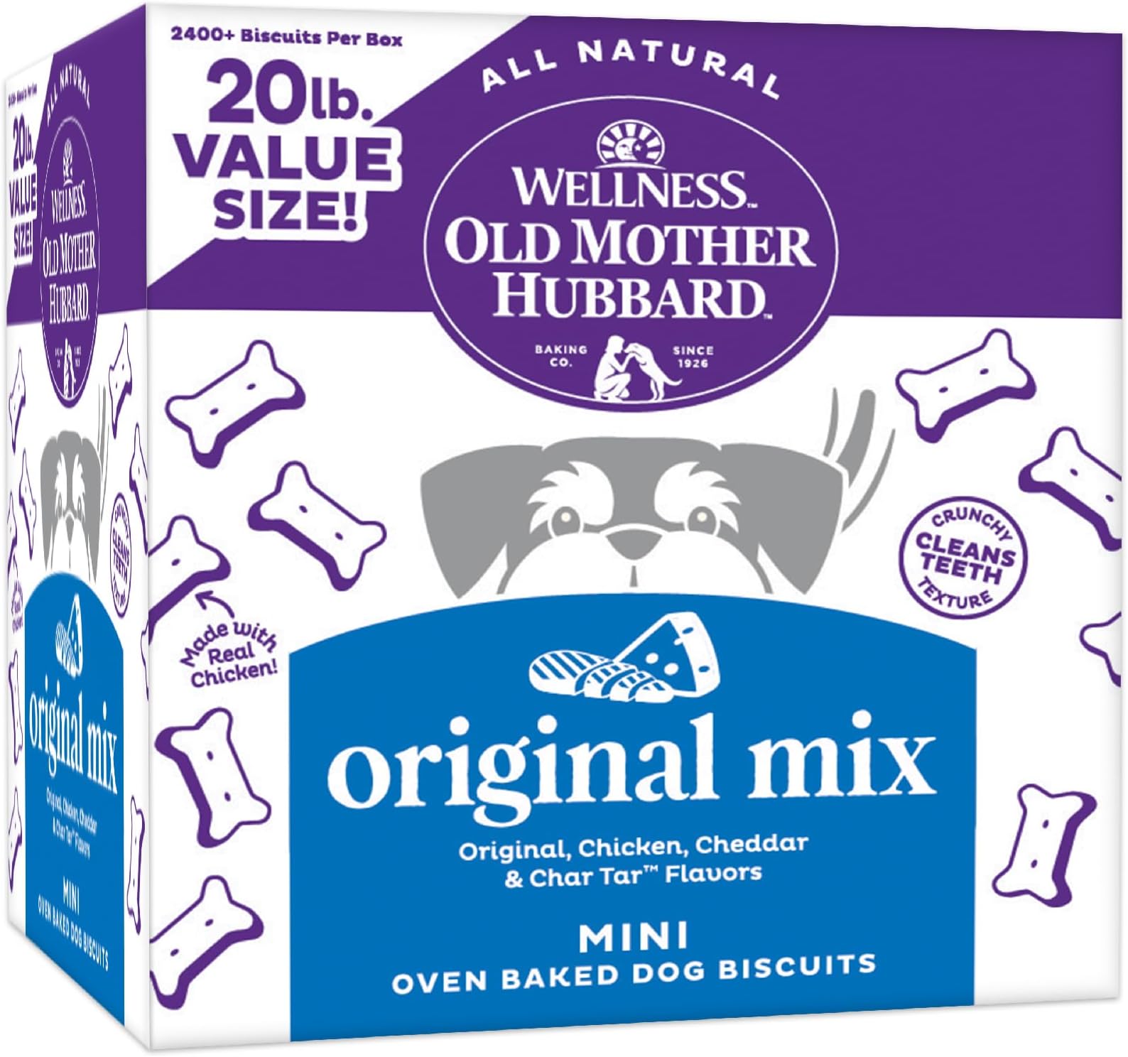 Wellness Old Mother Hubbard Classic Original Mix Dog Biscuits, Natural Training Treats, 4 Flavors, Mini Size, 20 lb Box