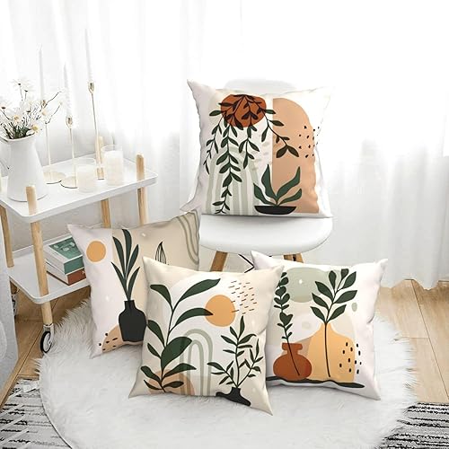 Miniatura 2 de LOHDALOLF Juego de 4 fundas de almohada de hojas de oro verde azulado de 18 x 18 pulgadas, fundas cuadradas decorativas para sofá, patio