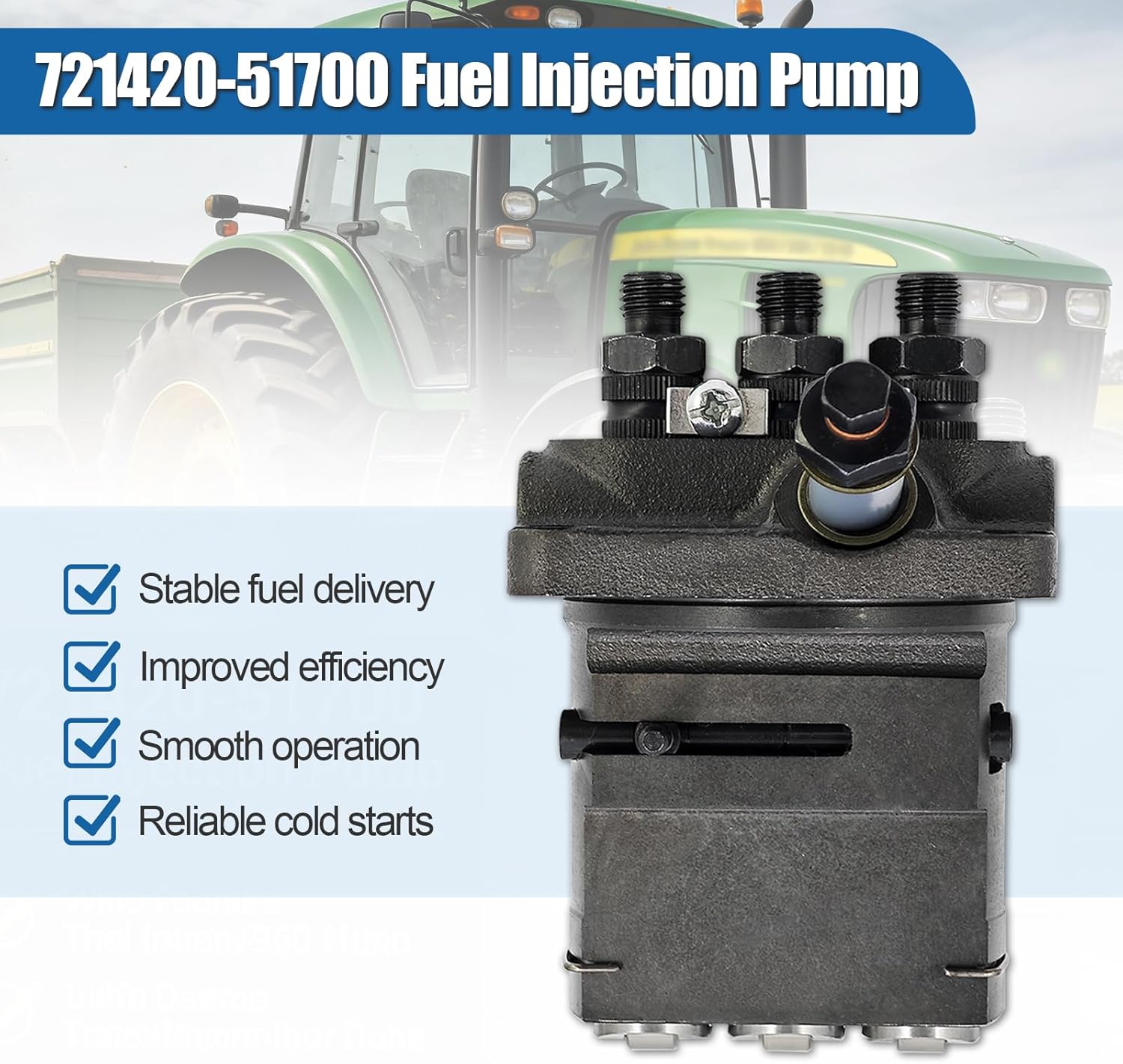 721420-51700 Fuel Injection Pump Compatible with Yanmar YM300 YM330 YM330D YM336 YM336D YM2500 YM2610 and Other Models Fit for John Deere 850 950 1050 Replaces# 721250-51700 CH10660 CH10679