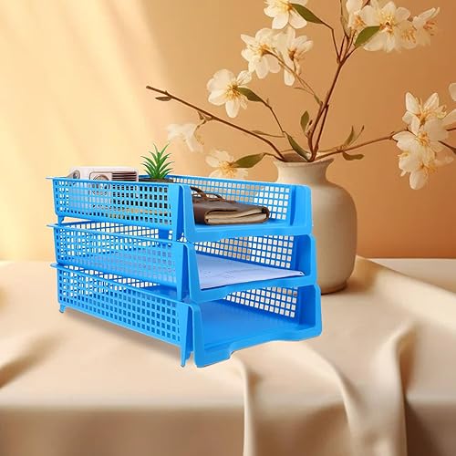 Miniatura 8 de DOITOOL 3pcs Stackable Plastic Letter Trays for Desk Space-Saving Office Paper Organizer for Classroom and Workspace Document Storage Baskets in