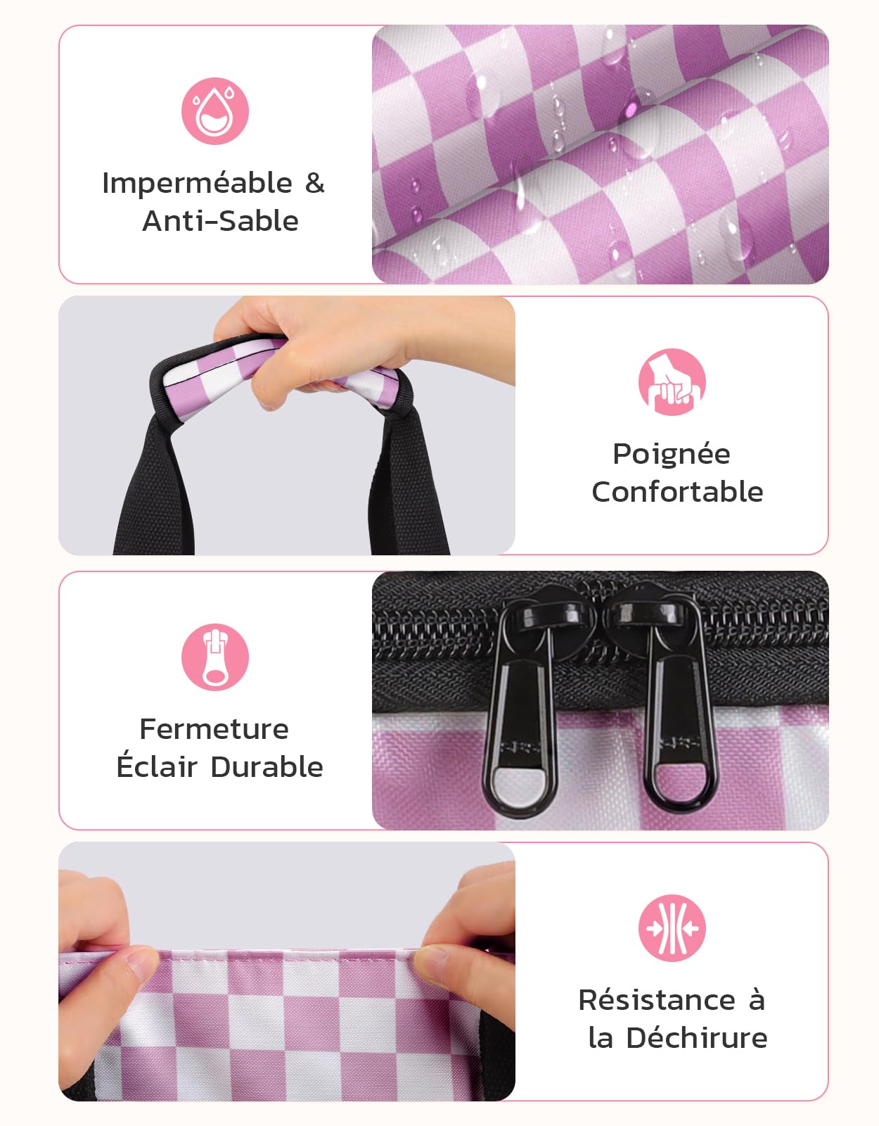 ISEYOU Grand Sac de Plage et Sac Isotherme, 45L Sacs Cabas Femme Imperméables avec Fermeture Éclair, Compartiment Sec-Humide, XXL Sacs Piscine Famille pour Voyage, Vacances, Pique-Nique, Gym