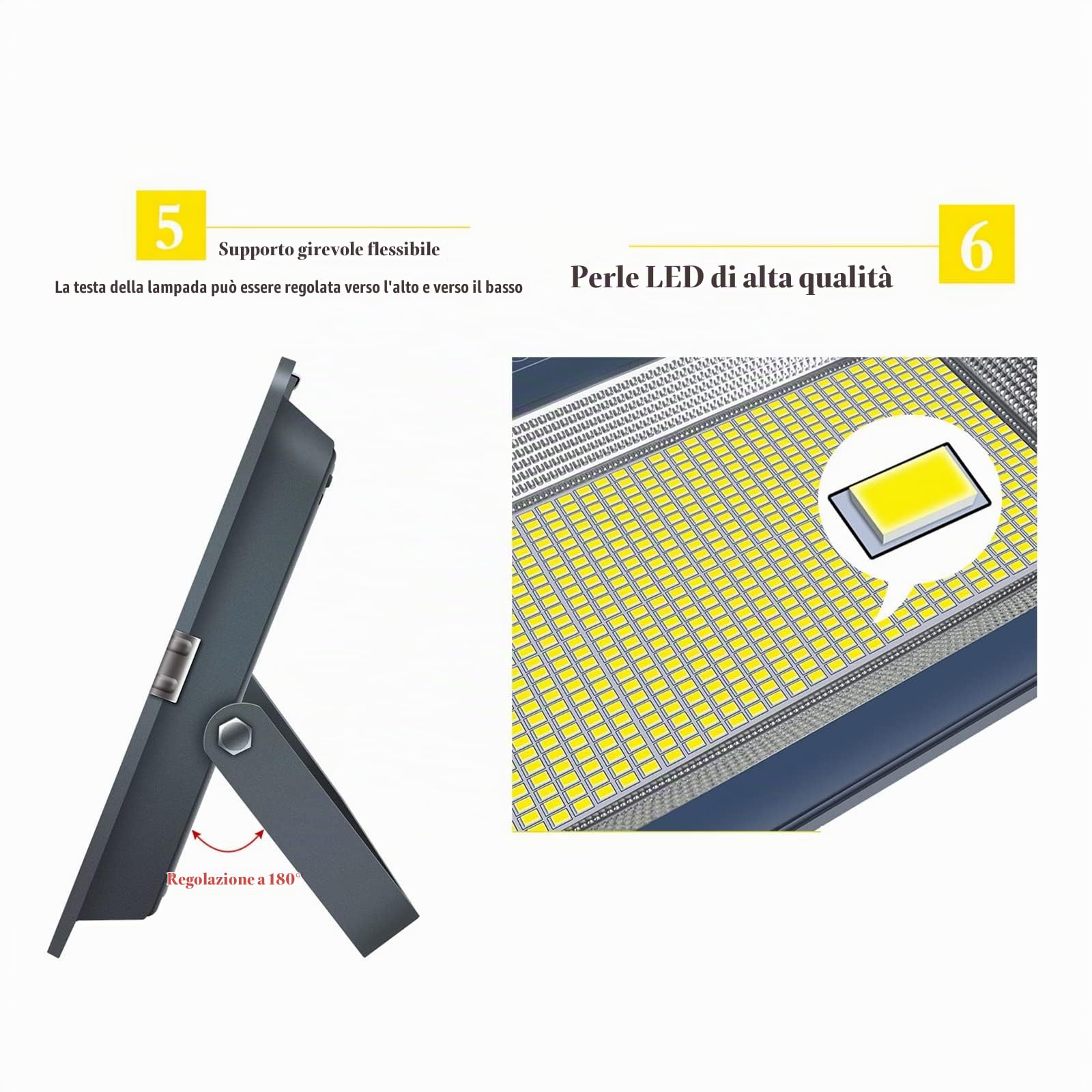 Faretto LED da Esterno 600W 1000W,Faro LED Luce Bianca Positiva 6500K,4000lm-40000lm,Luce di Sicurezza Casa 220V IP67 Impermeabile Super Luminoso, 1000W