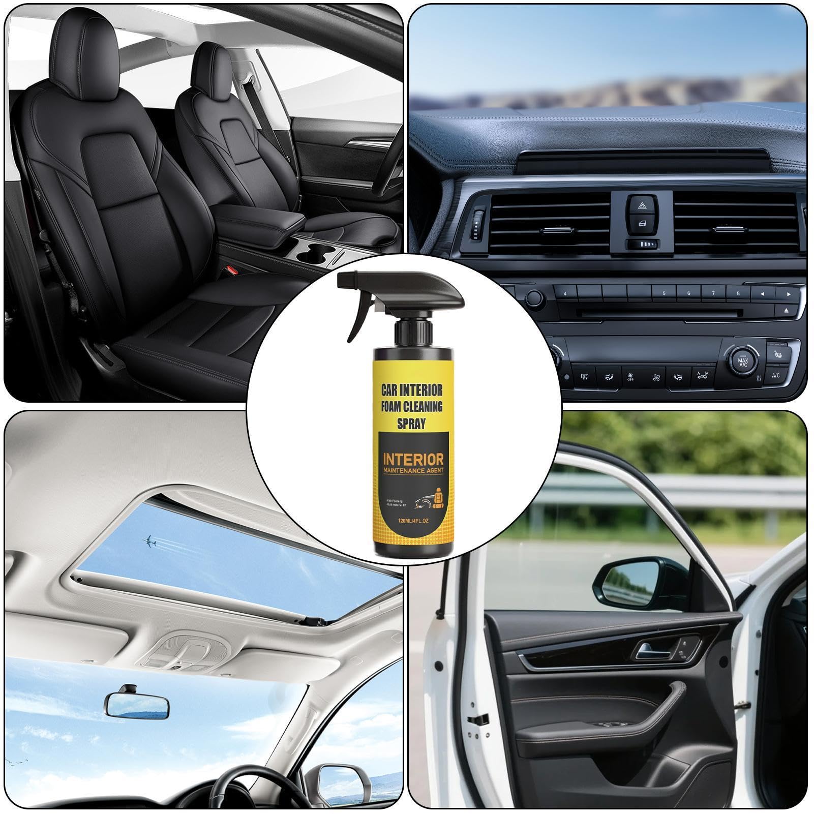 Limpiador de Salpicadero de Coche 120 ml Quitamanchas en Espuma | Limpiador de Espuma para Coches Limpiador de Tapicería, Asientos, Alfombras y Salpicadero