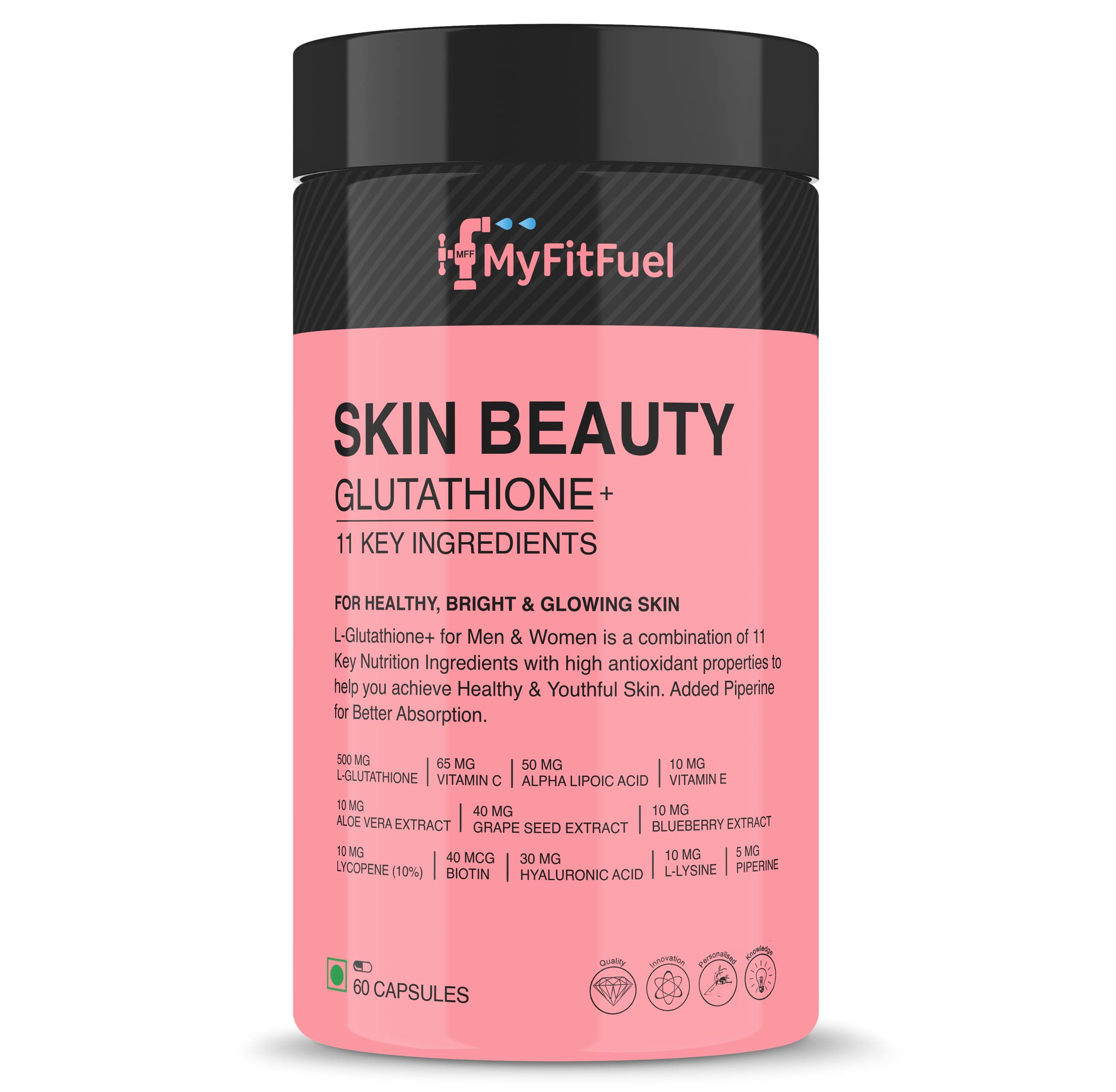 MyFitFuel Skin Beauty Glutathione (60 Capsules) with Lycopene, Vitamin C & E, Hyaluronic Acid, Biotin &more. For Men & Women Hydrated, Brightening, Radiant Skin. For Reducing Melanin & Glowing Skin (B09ZLLY9MF) Amazon Price History, Amazon Price Tracker