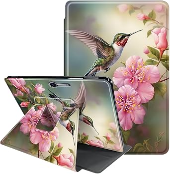 Case for Microsoft Surface Pro 7-360 Degree Rotating Multi-Angle Viewing Protective Cover with Auto Sleep/Wake for Microsoft Surface Pro 7 Plus/6/5/4 12.3 inch,Birds Pink Flowers