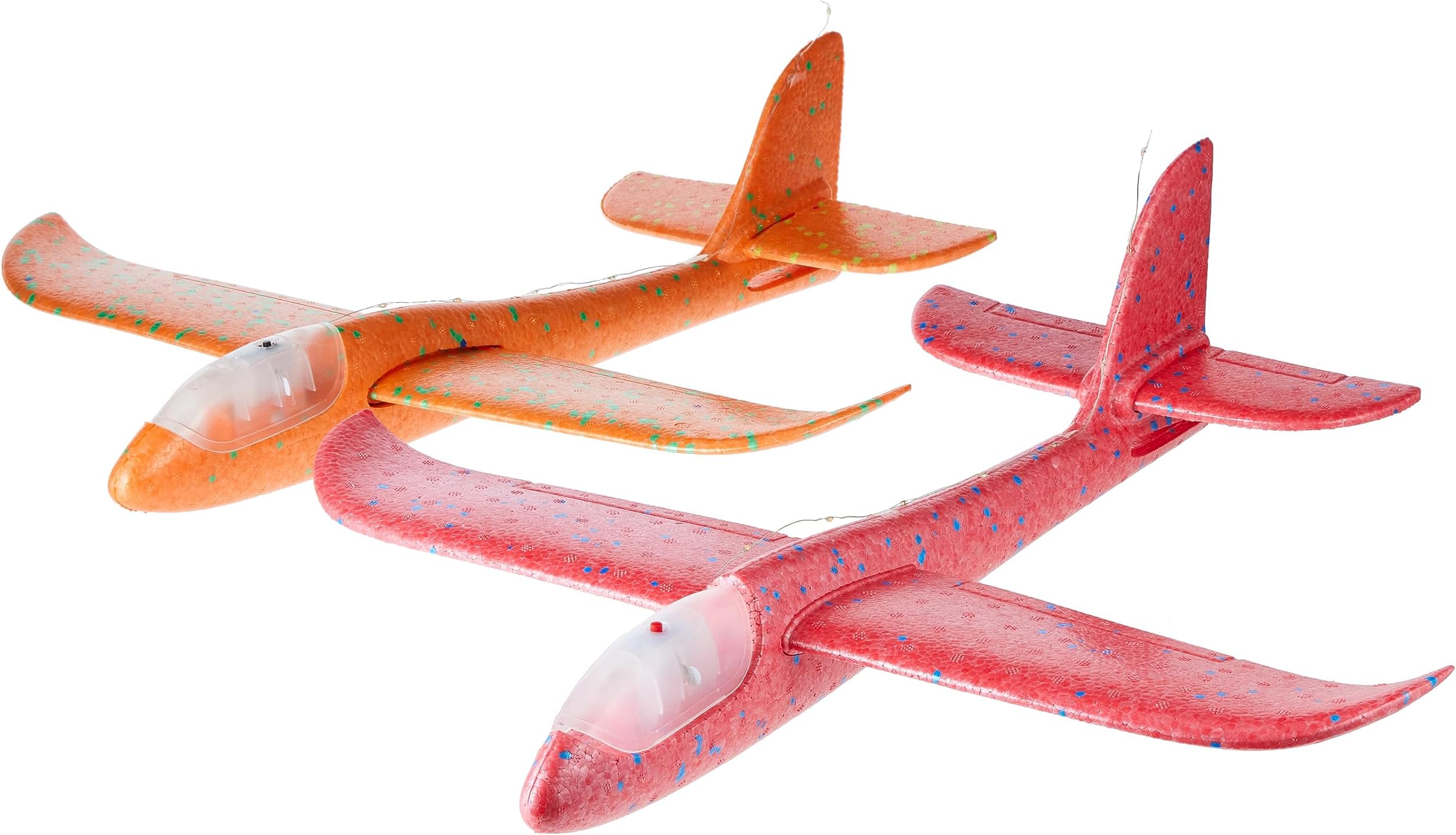Mumoo Bear Mumoo Bear, Throwing Foam Flying Plane Led Light Airplane 17.5" Throwing Foam Plane 2 Flight For Kids 3-9 Years, Large, Assorted Colors, Pack of 2, â€ŽLC-TYPLNE-BL