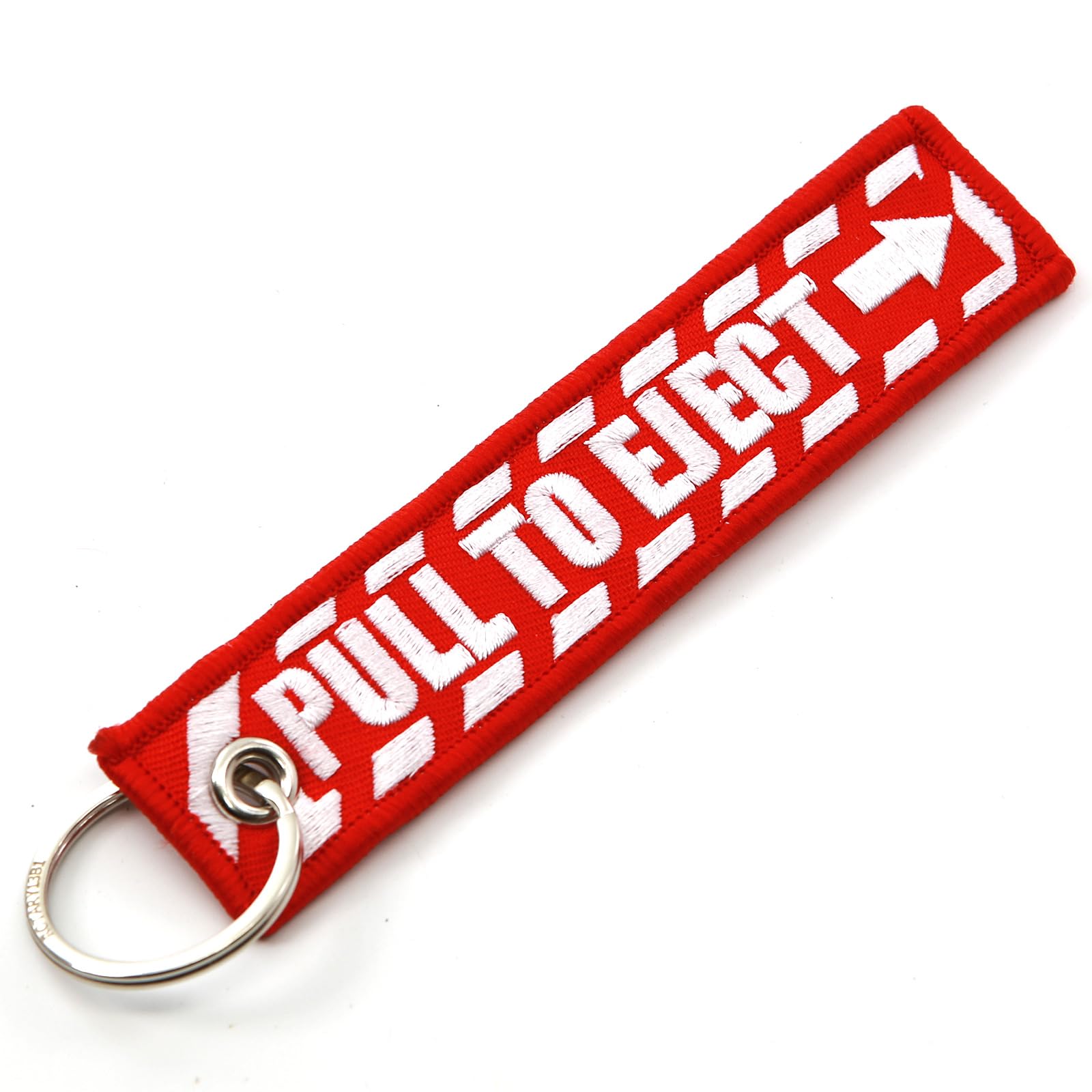Rotary13B1 PULL TO EJECT Key Chain - Red with White embroidered letters - Quantity = 1