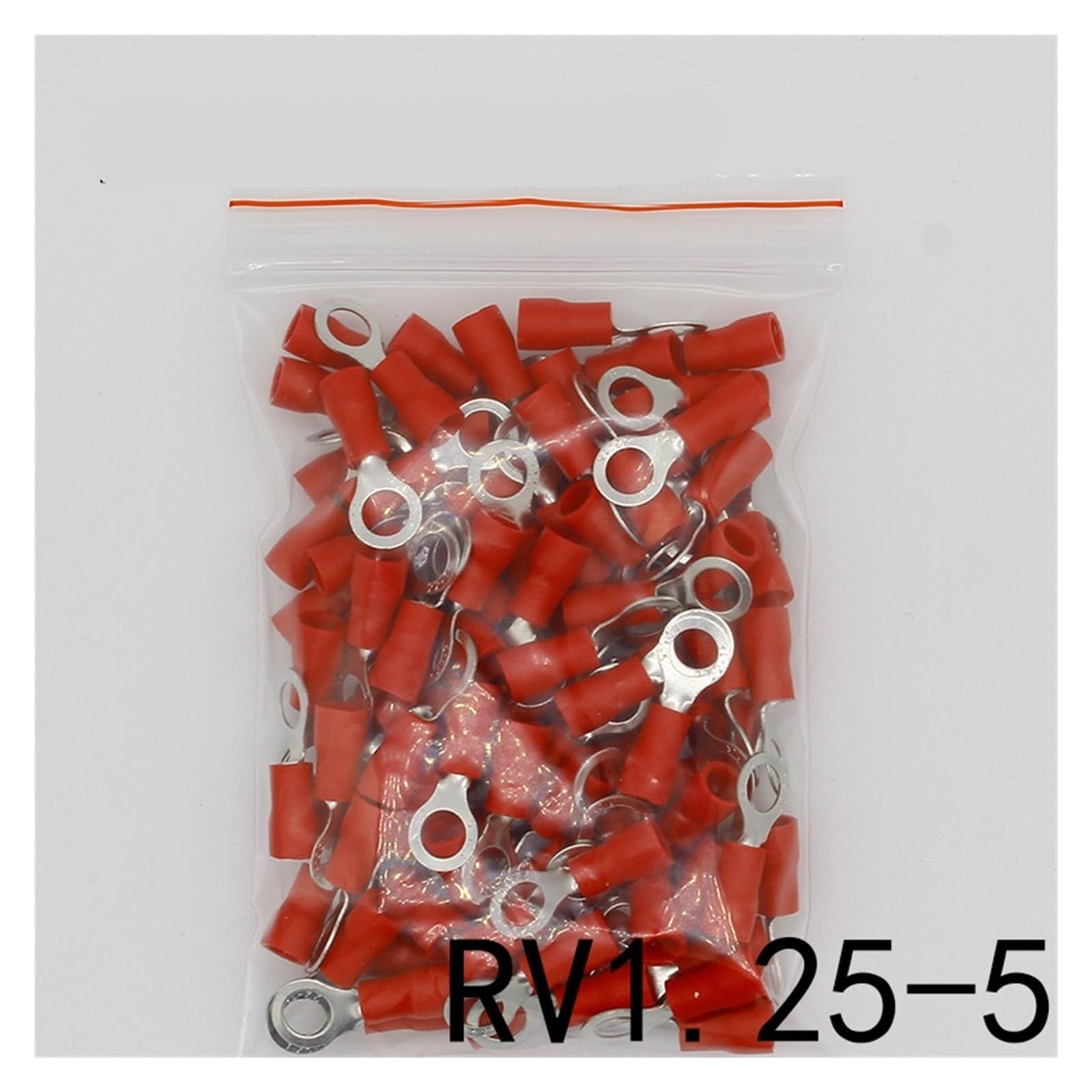 RV1.25-5 czerwony izolowany pierścień zaciskowy zacisk kabel złącze 100 szt./opakowanie RV1-5 RV