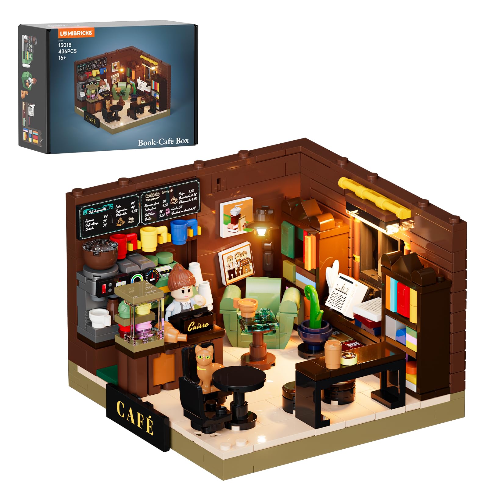 LUMIBRICKS Book Café Box Modular Building Set, 436PCS