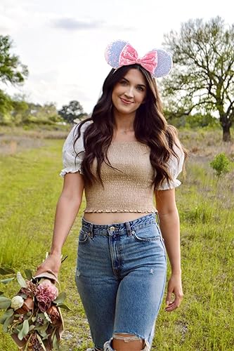 Miniatura 10 de DRESHOW Diadema de lazo con orejas de ratón con purpurina, decoración de fiesta, disfraz de cosplay para mujer