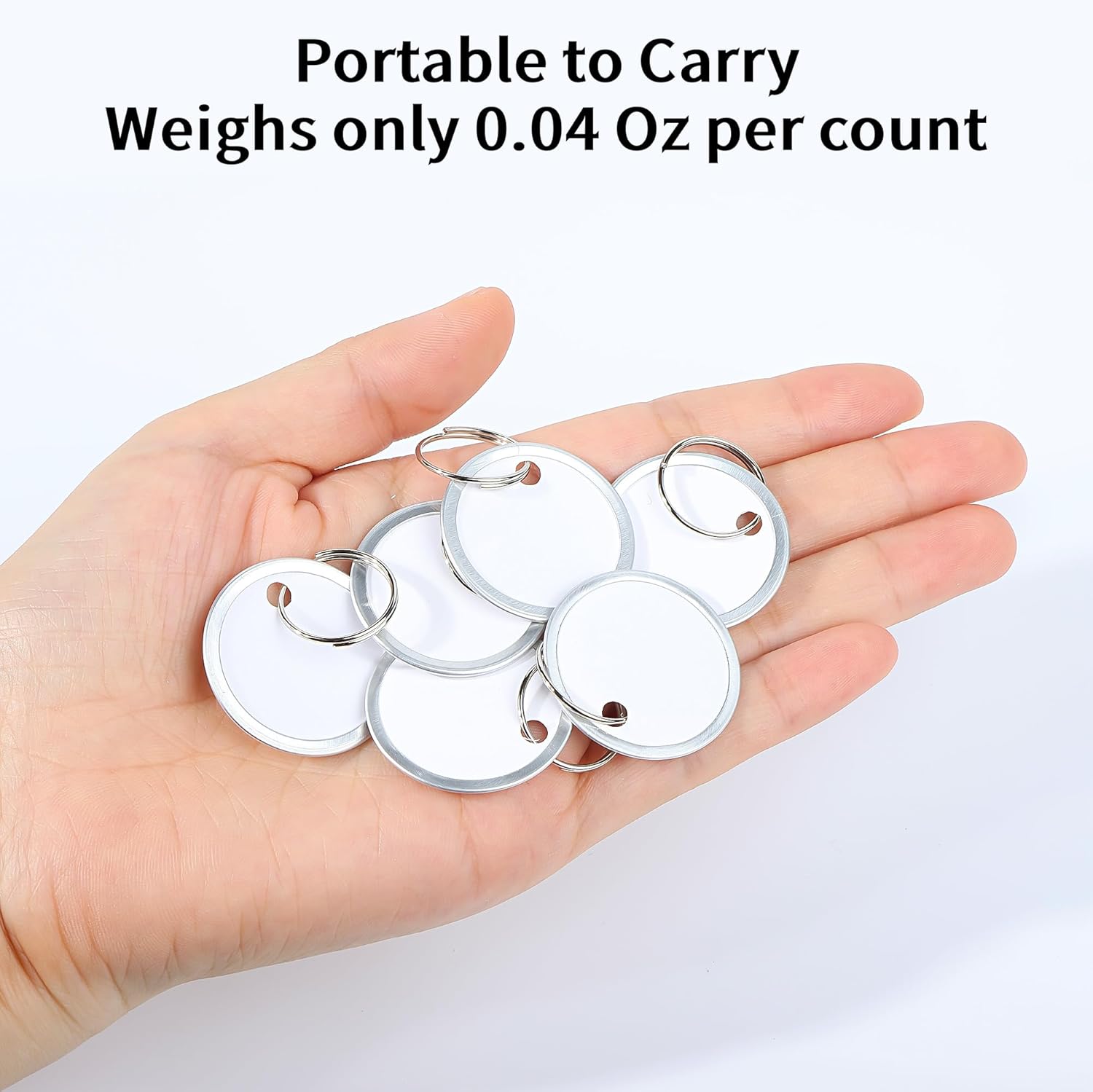 Key Tags Labels with Ring - 10 Pack Metal Rim Key Chain ID Tags/Identifiers with White Writable Round Paper Labels for Name, Luggage, Bags, Backpack, 1 Inches - Image 4