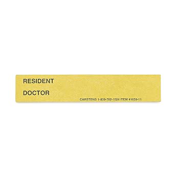 Carstens - Yellow Resident/Doctor Preprinted ID Cards for 1.5 4 Ring Binder Spines - Pack of 100 1659-03 - Ideal Medical Record Labels for 3 Ring Binders