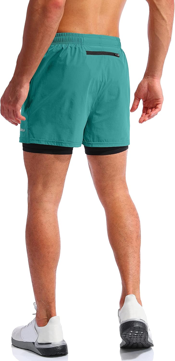 Pudolla Men’s 2 in 1 Running Shorts 5" Quick Dry Gym Athletic Workout Shorts for Men with Phone Pockets - Image 4