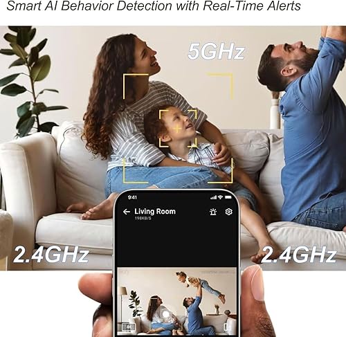Miniatura 7 de Cámara de seguridad para interiores, 5G y 2.4GHz para perrocachorromascota con aplicación de teléfono, cámaras de hogar panorámicainclinación de 360
