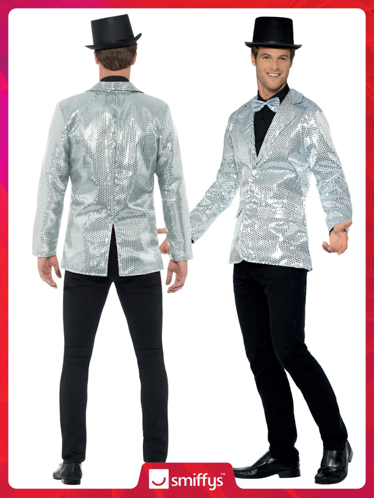 Smiffys - 21139L - Déguisement Homme, Veste À Paillettes - Taille - Argent