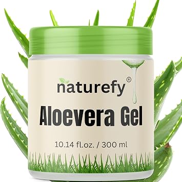 Aloe Vera Gel | 100% Pure & Organic | Farm Fresh Aloe Vera Pulp Extract with Jojoba Oil, Glycerine & Vitamin E | Hydrating, Soothing & Skin Repair Gel for Face, Hair & Body | 10.14 fl.oz.
