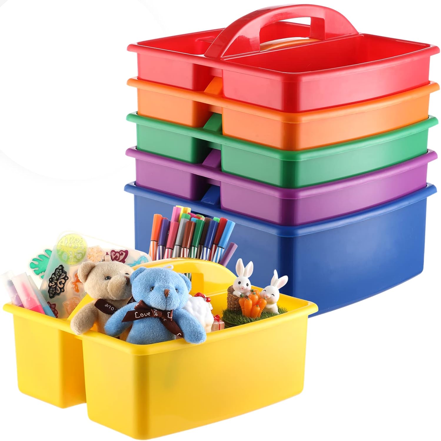 BATTIPAW 6PCS Classroom Caddy Organizer, Plastic Caddy