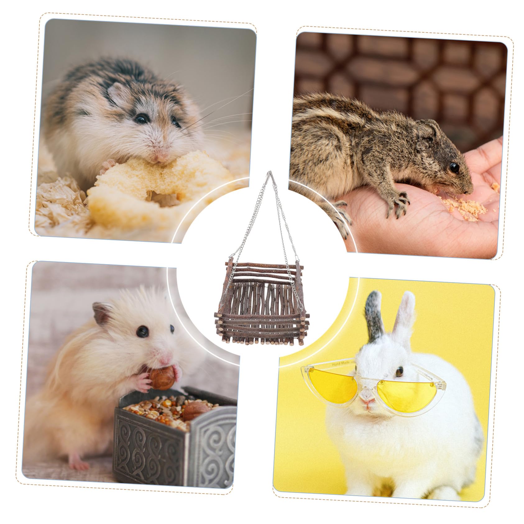 Hamster Hängematte mit Edelstahlketten Verschleißfestes Haustier Spielbett für Kleine Nager Käfig Dekoration und Kletterspielzeug für Hamster Mäuse Rennmäuse und Chinchillas