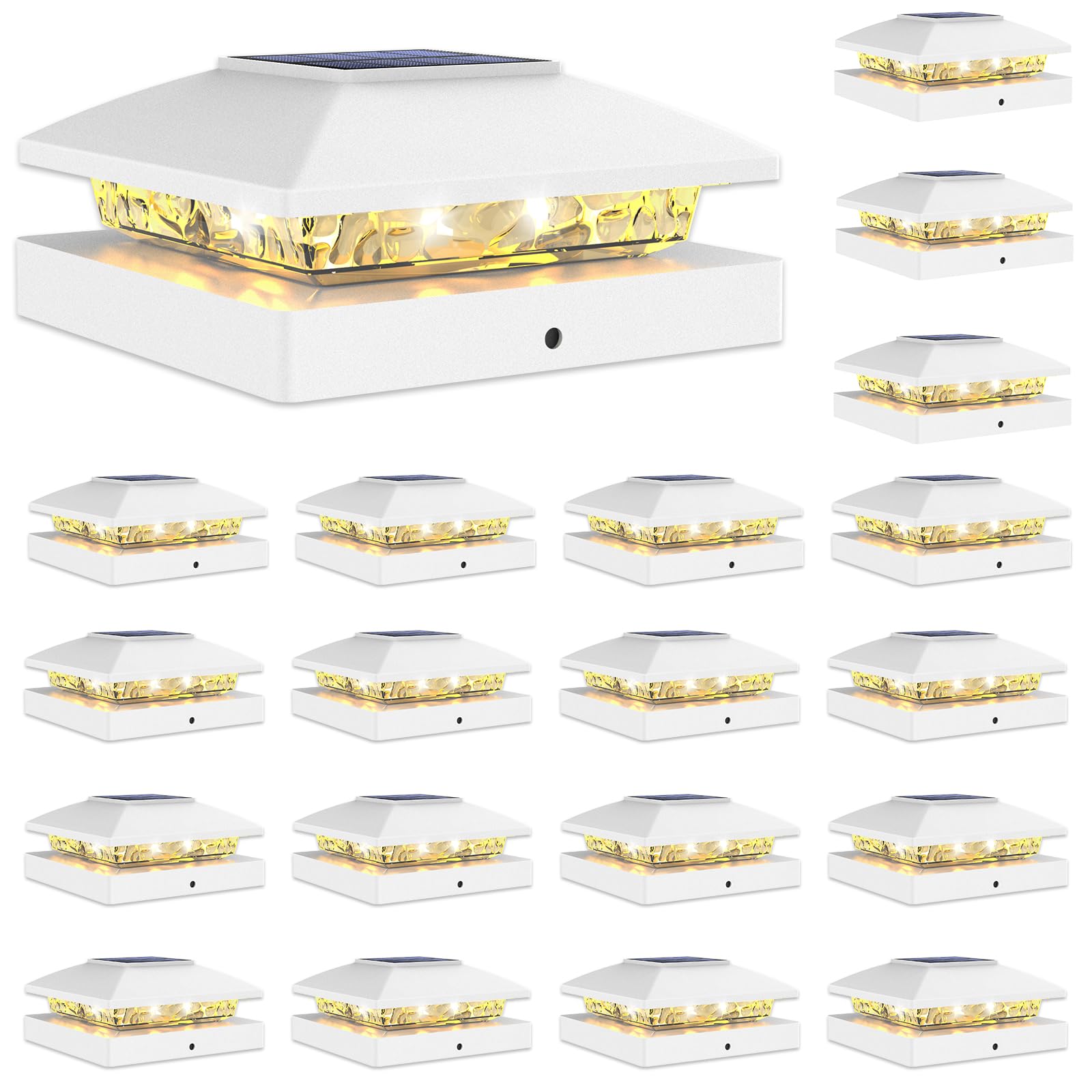 Photo 1 of VOLISUN 24 Pack White Solar Post Cap Lights for 4x4 Fence Deck Posts