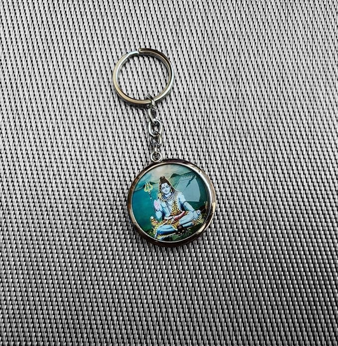 Porte-clés Shiva Mahadev en verre double face multicolore taille Medium - 2