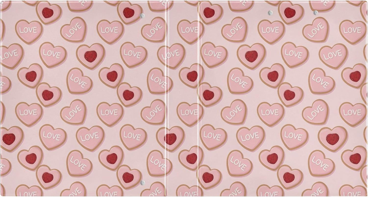 Valentine's Day Heart 3 Ring Binders, 1.5” Round Ring Binders with Clipboard - Letter Size, 3 Interior PVC Clear Pockets & Anti-Slip Clip for Office School Supplies, 2PCS