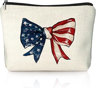 Bolsa de maquillaje retro floral USA 4 de jul...