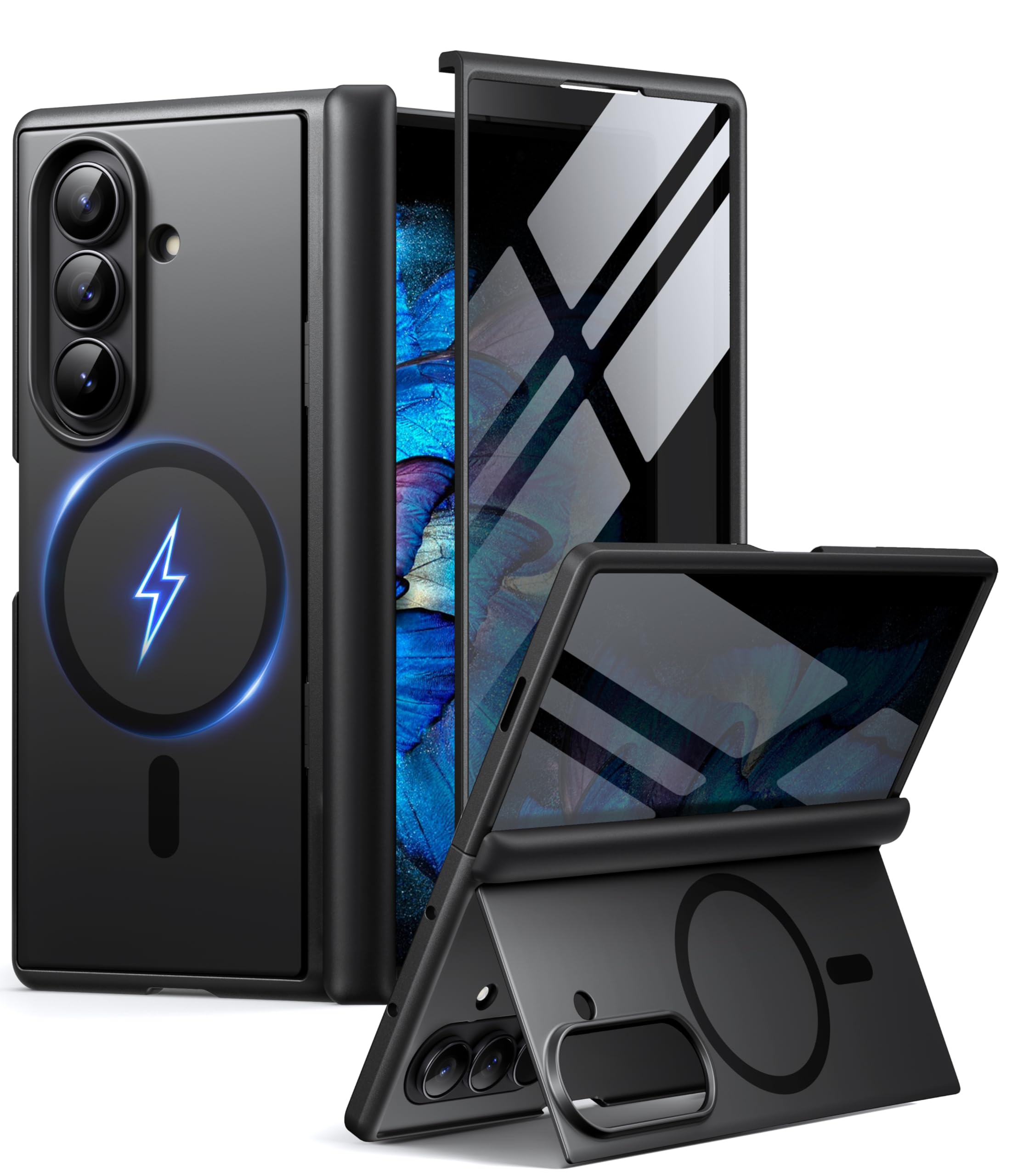 Photo 1 of BERFY for Samsung Galaxy Z Fold 7 Case, Privacy Screen Protector, Black
