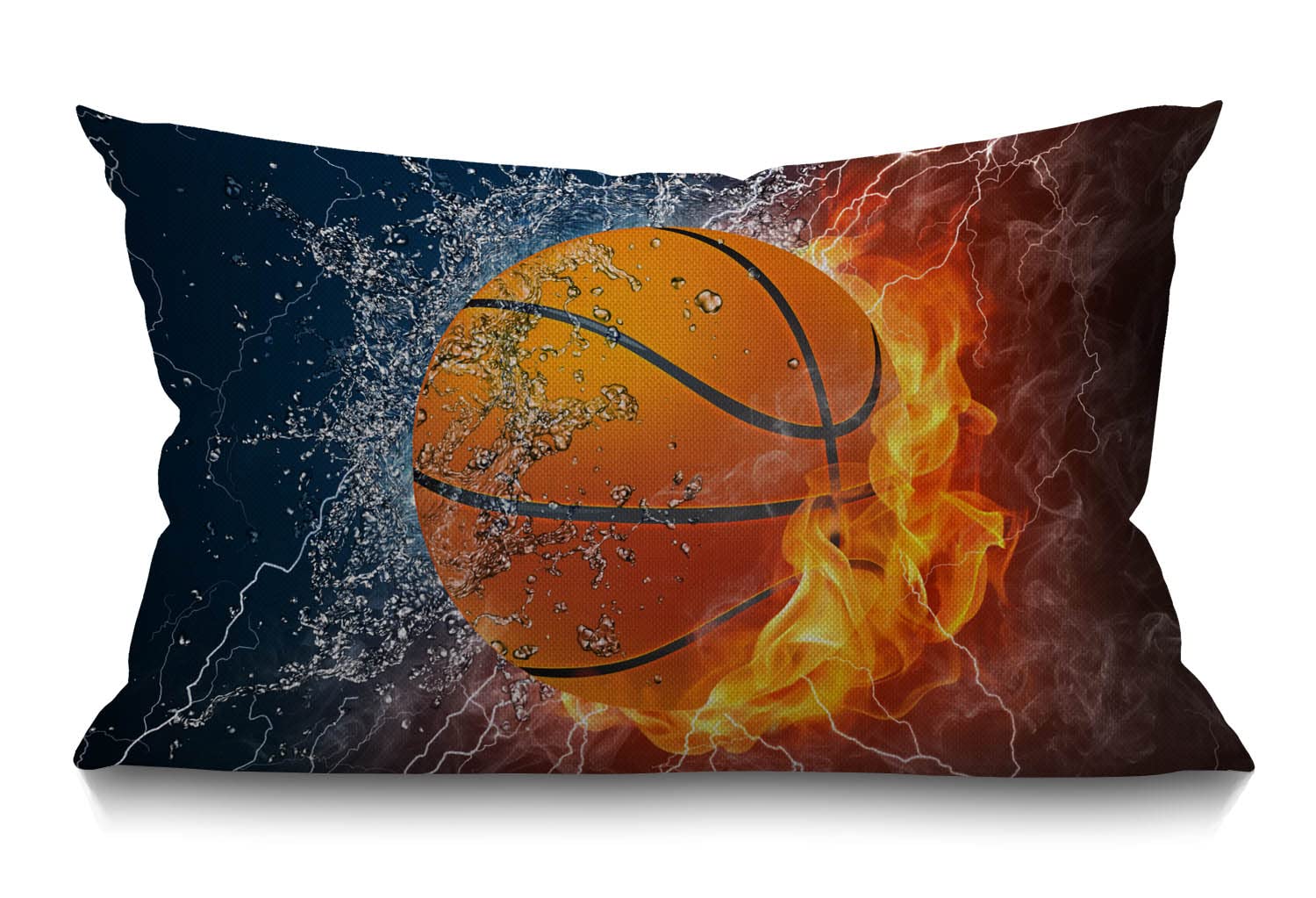 12x20 Inches Cushion Cover Rustic Farmhouse Decor Basketball Pillowcases Cotton Linen Flame Basketball Throw Pillow Case Pillow Covers for Sofa Couch Bedroom 30 x 50 cm