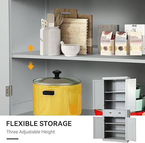 Miniatura 32 de Armario de almacenamiento de despensa de cocina de 72 pulgadas, armario independiente con 2 gabinetes, cajón y estantes ajustables, armario de Negro