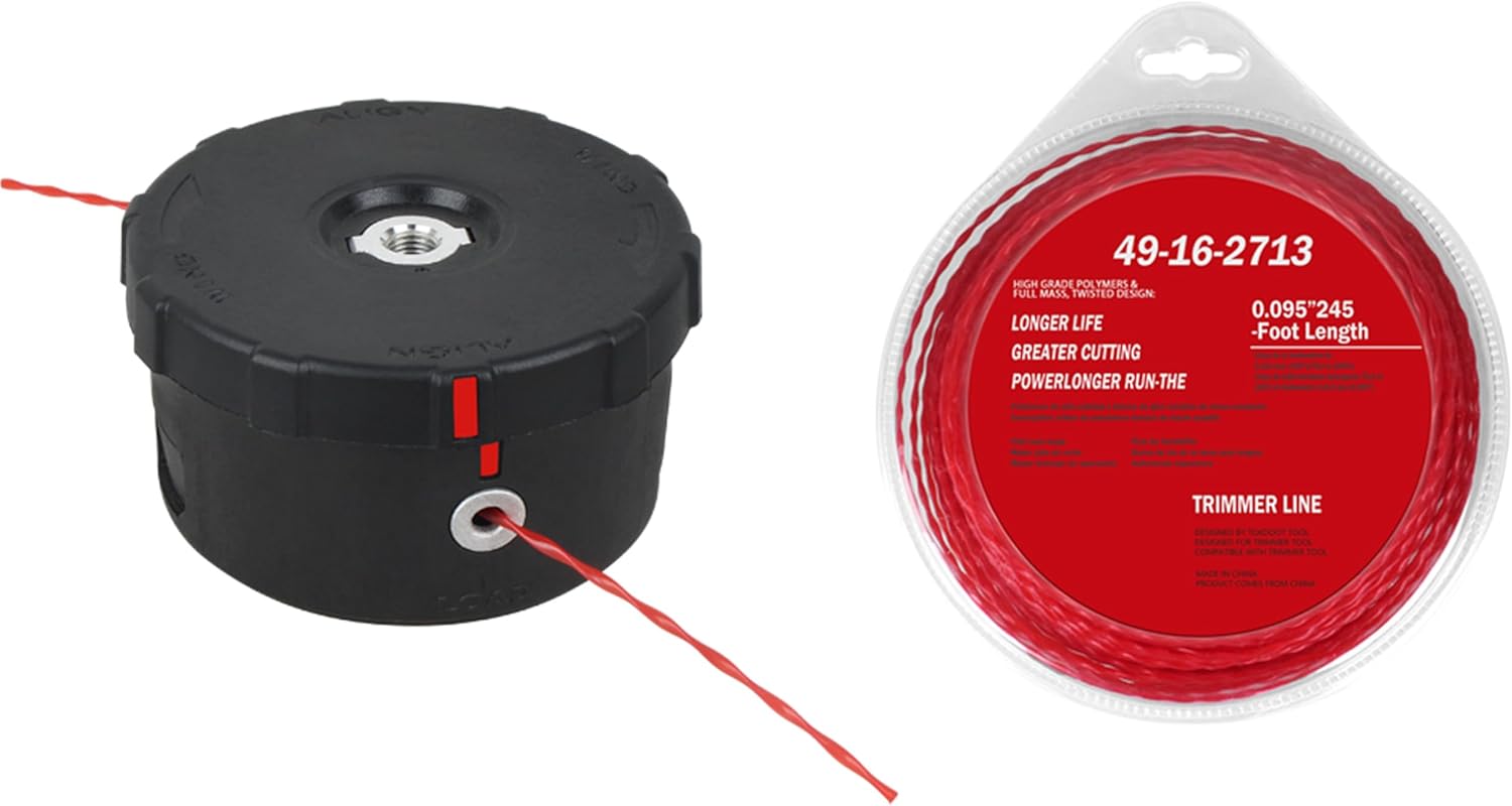 Easy Load Trimmer Head Replacement for Milwau-kee M-18 String Trimmers with 0.095" Trimmer Line, Red, 250ft, Blue Yellow