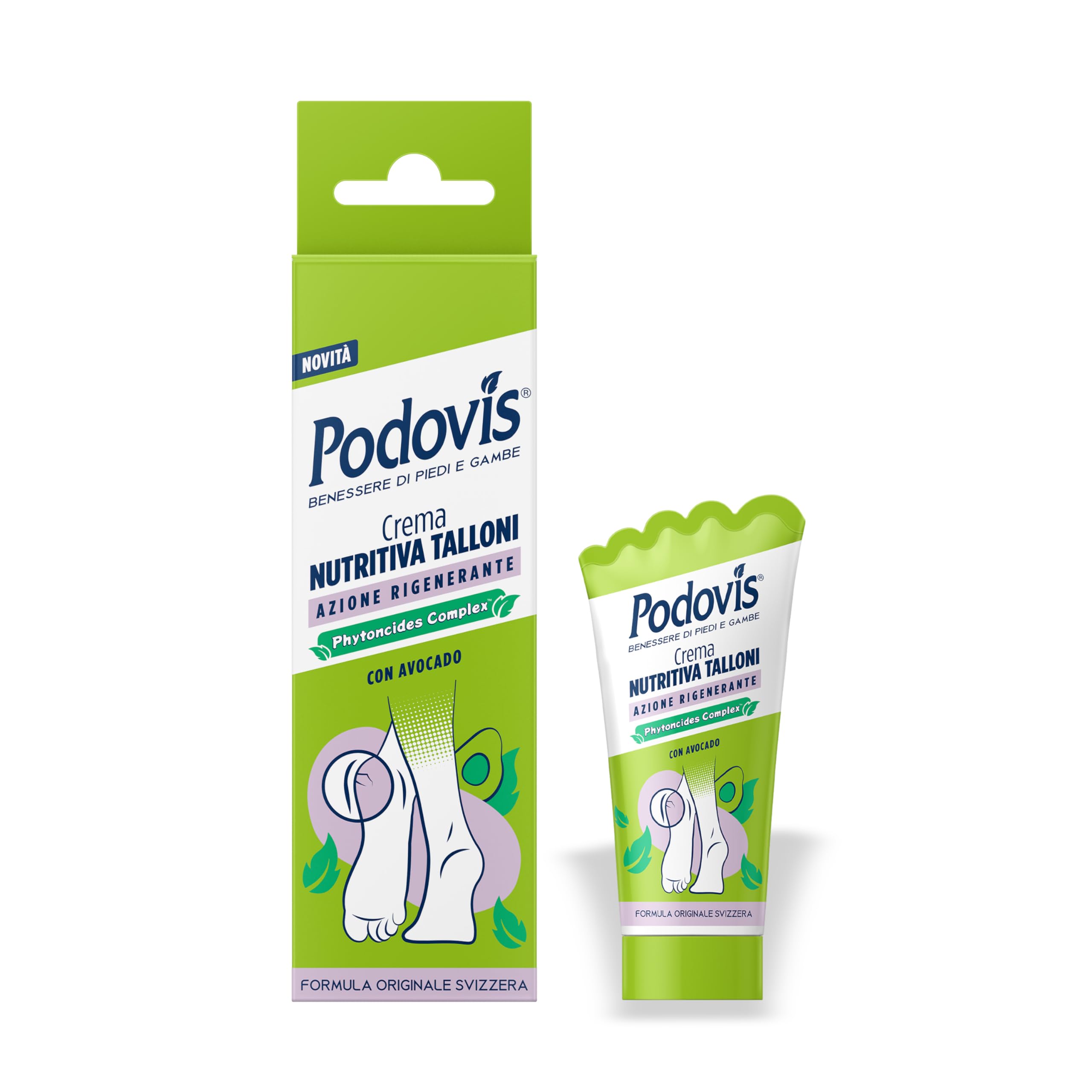 Podovis, Crema Rigenera Talloni Screpolati - Crema per Piedi Secchi e Screpolati, Risultati in 2 Giorni, Formula con Agenti Emollienti e Avocado, Pelle Idratata ed Elastica, 75 ml