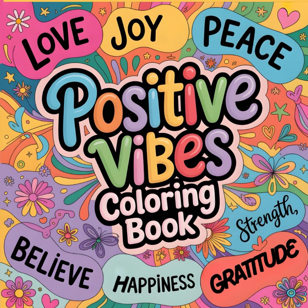 Positive Vibes Coloring Book: Uplifting Words and Cute Designs to Inspire Happiness and Calm