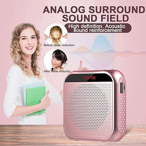 Miniatura 5 de Amplificador de voz para profesores, micrófono portátil recargable con altavoz, sistema de PA portátil para exteriores, enseñanza, reunión,