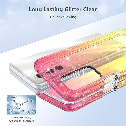 Miniatura 2 de Rosebono Compatible con Motorola Moto G Play 2023 Moto G PureMoto G Power 2022 Funda, Hybrid Glitter Sparkle Transparente Colorido Gradient TPU