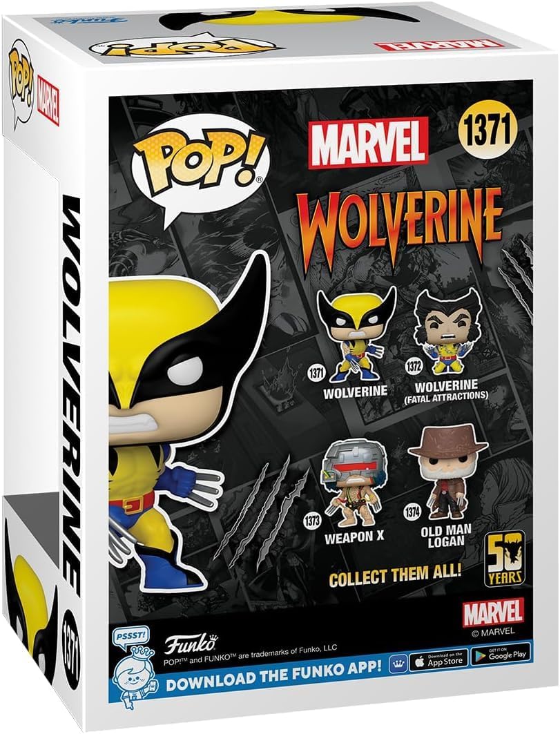 POP Marvel: Wolverine 50th Anniversary - Classic Wolverine Funko Vinyl Figure (Bundled with Compatible Box Protector Case), Multicolor, 3.75 inches