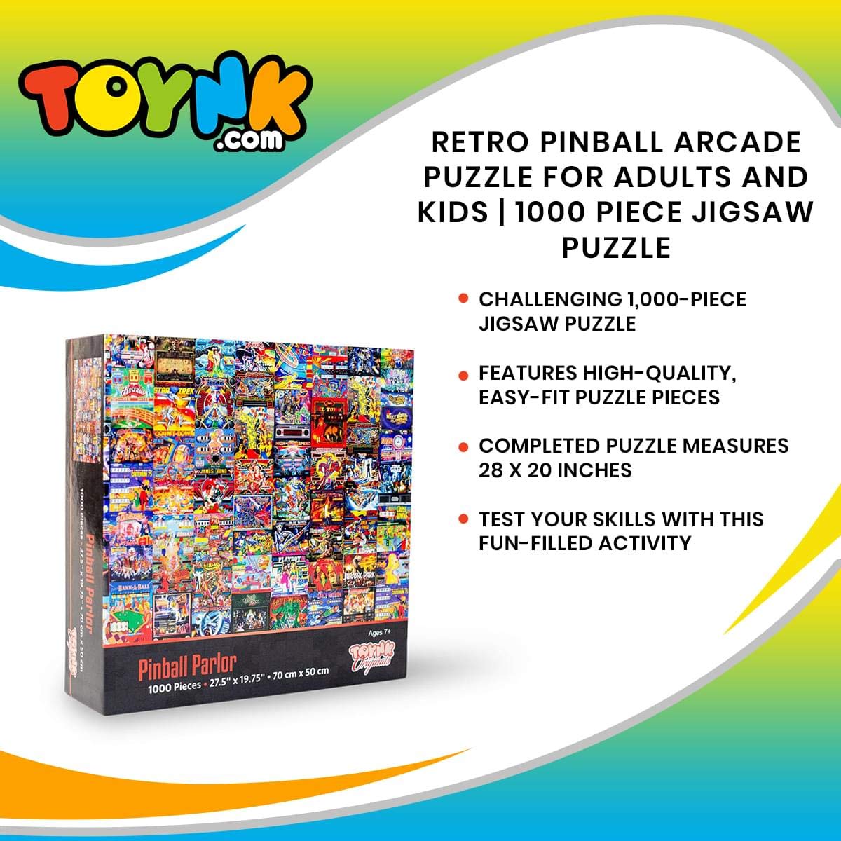Pinball Parlor Retro Arcade Puzzle for Adults and Kids | 1000 Piece Jigsaw Puzzle Toy | Interactive Brain Teaser for Family Game Night | 28 x 20 Inches - Image 6