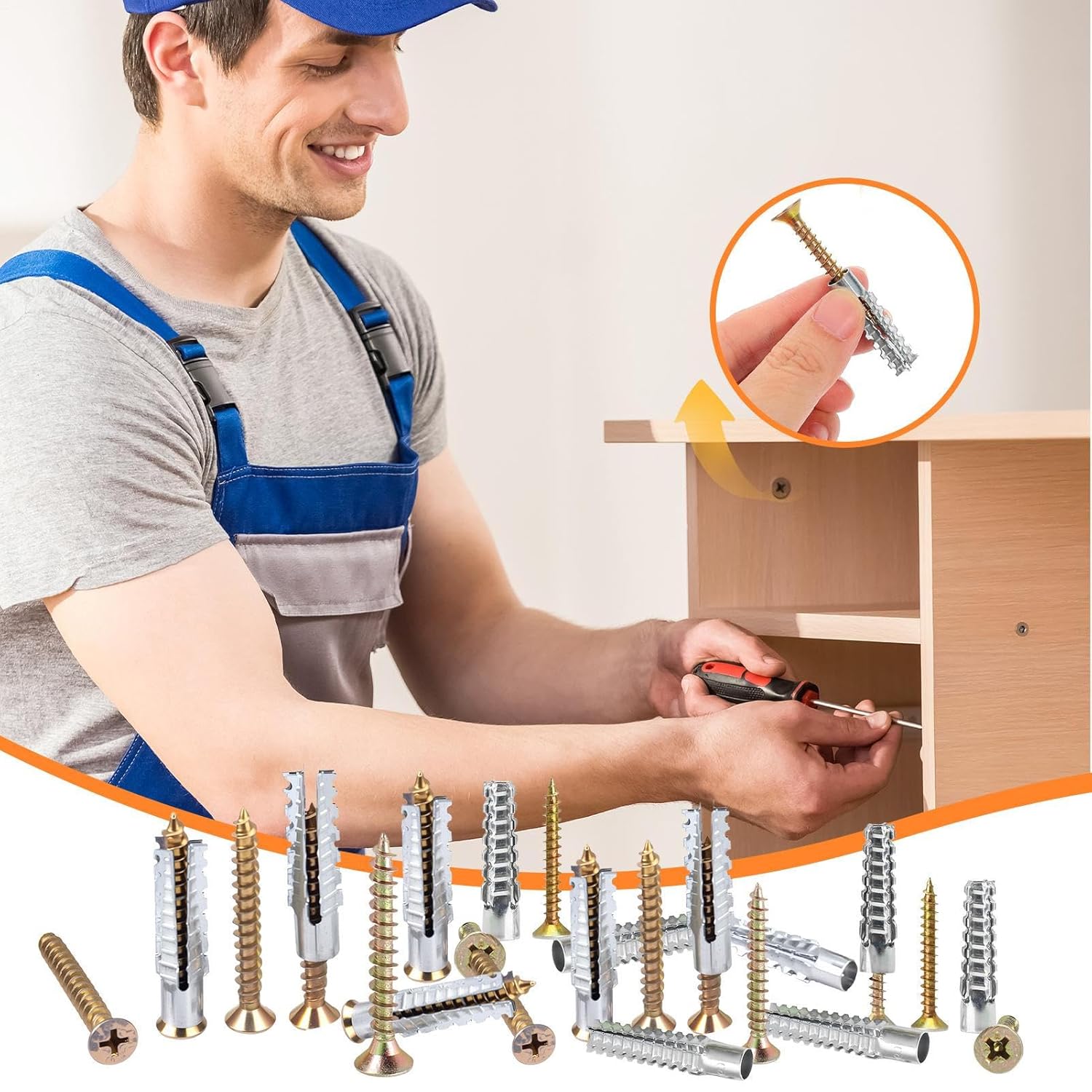 Drywall Screws - Mounting Screws | Wall Fasteners for Drywalls | Expansion Nuts | Hardware Nut for Cabinet Door Bookshelf Plaster Board Drilling Picture Mounting Furniture Shelf Wardrobe