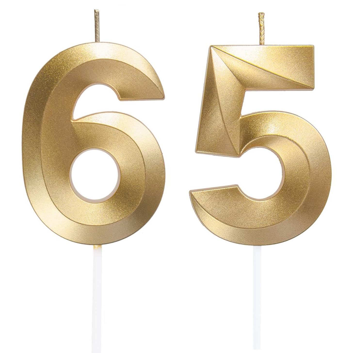 65th Birthday Candles, Number 65 Candle, Gold Happy Birthday Candle, 3D Digital Candles for Birthday Cake, Gold Glitter Cake Topper Decorations for Birthday Wedding Anniversary Celebration Party