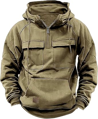 Oversized Hoodies for Men Loose Fit Long Sleeve Tactical Cargo Hooded Sweatshirts Outdoor Fashion Pullover Shirts