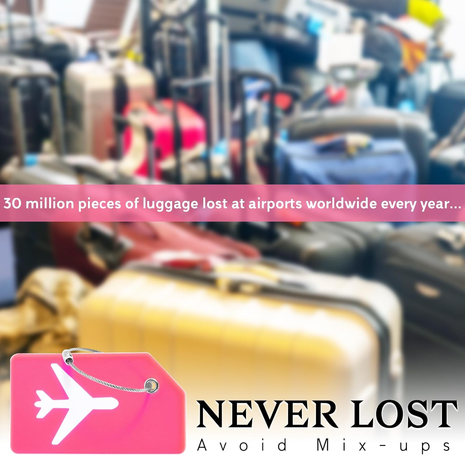 5 Pack Silicone Luggage Tag for Suitcases with Stainless Loop, TSA Approved, Privacy Protection Travel Essentials Bag Tags by Gostwo, Pink - Image 5