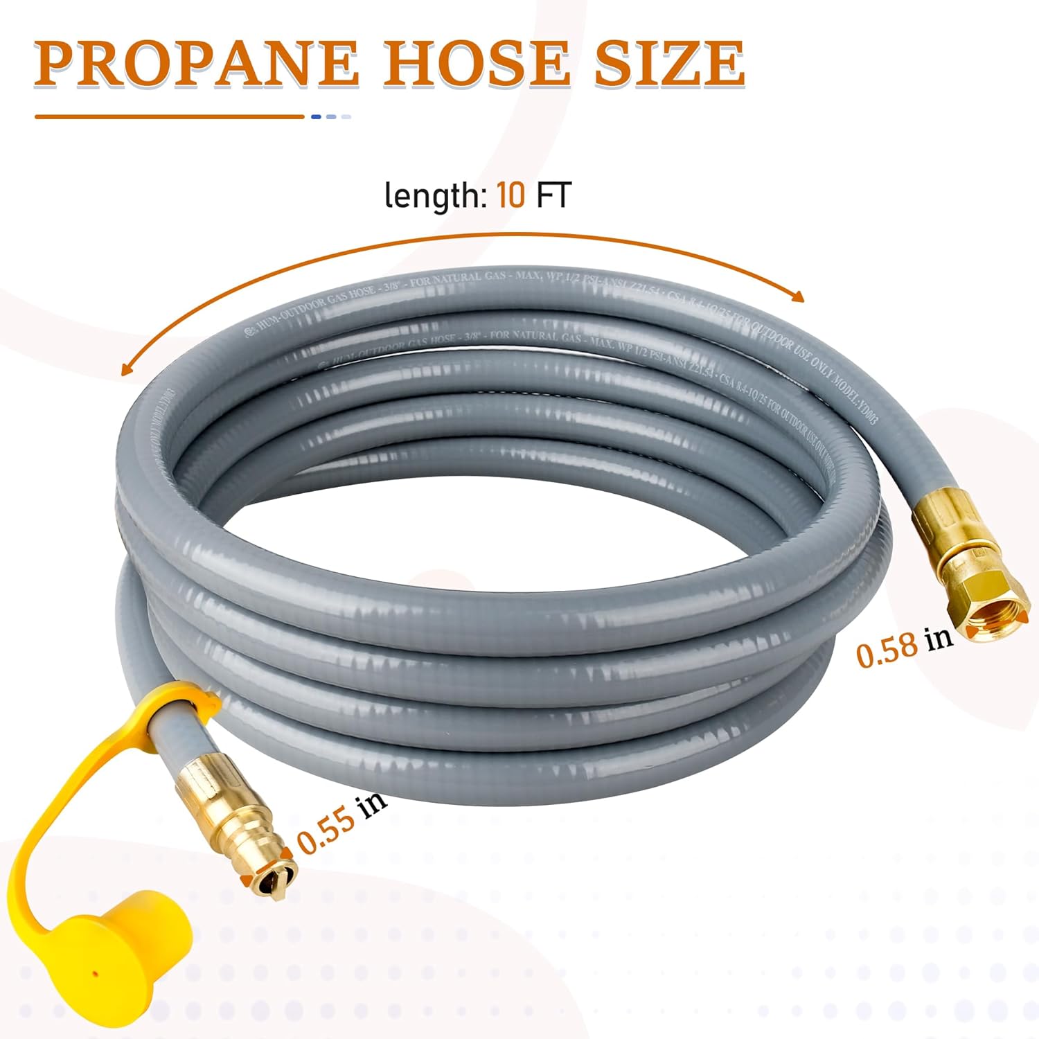 5249 Propane to Natural Gas Conversion Kit for Blackstone 28"/36" Griddle, Rangetop Combo, Tailgater & Single Burner Rec Stove - 10FT 3/8" Natural Gas Hose with Quick Connect Fitting